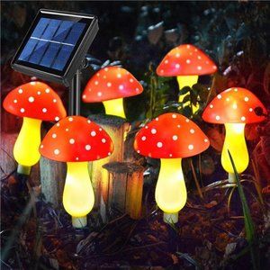 New Upgraded Waterproof Solar Mushroom Lights Outdoor Decor, 8 Modes for Garden